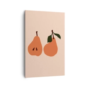 Impression sur toile - Image sur toile - Une illustration minimaliste de deux poires sur fond beige. - 80x120cm - La douceur elle-même - Décoration murale moderne pour le salon et la chambre ARTTOR
