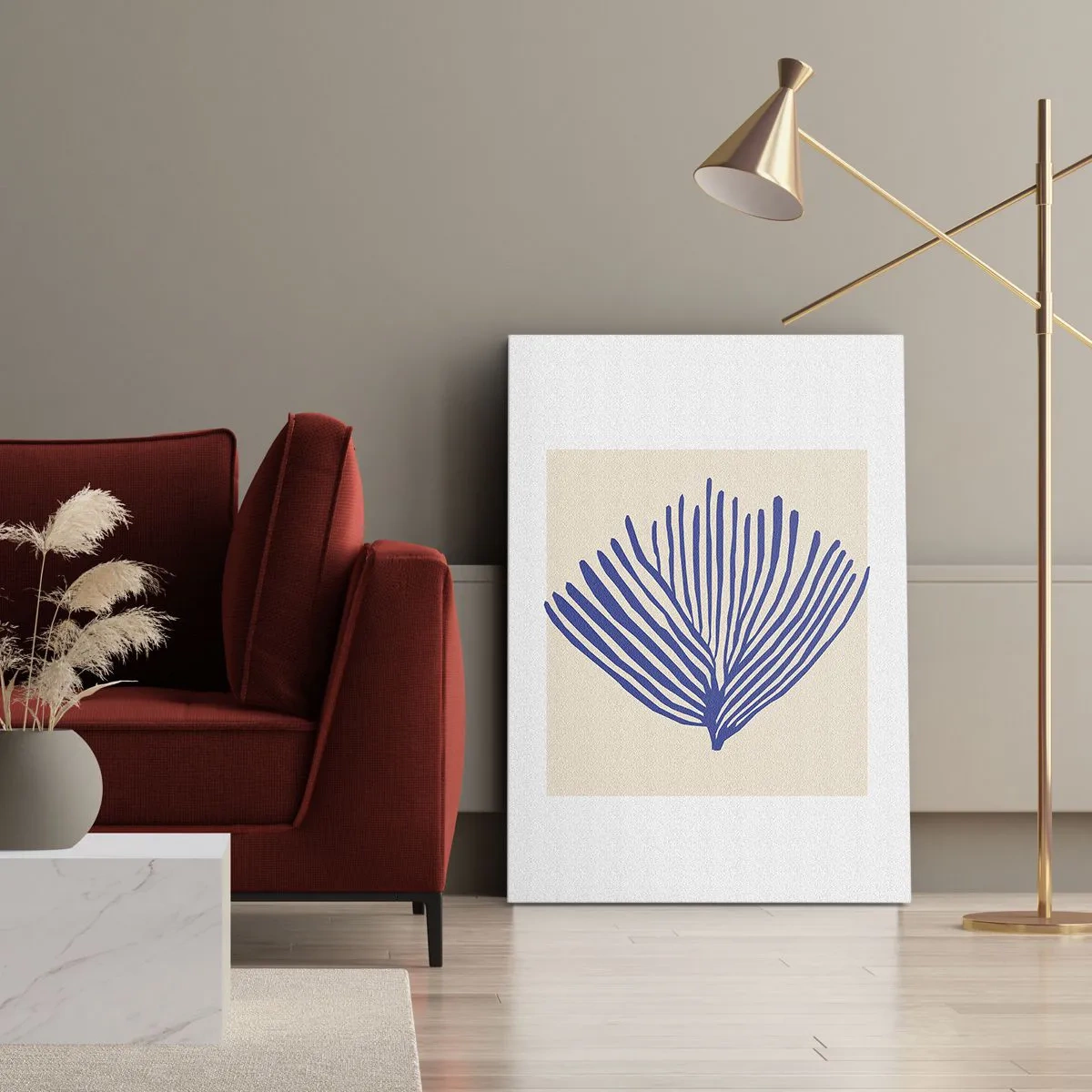 Impression sur toile - Image sur toile - Éventail bleu - 70x100 cm