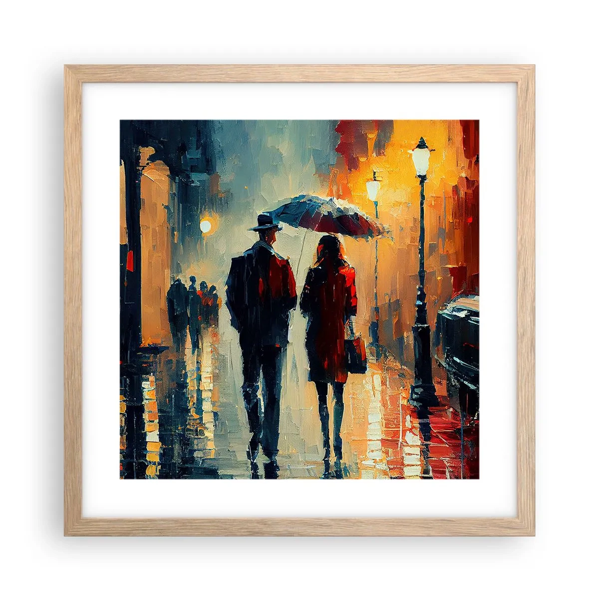 Affiche dans un chêne clair - Poster - Histoire d'amour urbaine - 40x40 cm