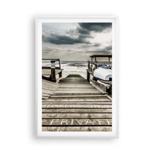 Affiche dans un cadre blanc - Poster - Plage de minuit - 61x91 cm