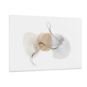 Impression sur verre - Image sur verre - Une abstraction subtile avec des taches pastel et des lignes noires. - 120x80cm - Perles d'air - Décoration murale moderne pour le salon et la chambre ARTTOR