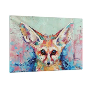 Impression sur verre - Image sur verre - Portrait coloré d'un renard aux yeux expressifs et aux coups de pinceau audacieux - 120x80cm - Etes-vous prêts pour moi? - Décoration murale moderne pour le salon et la chambre ARTTOR