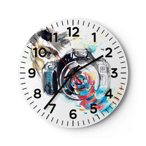 Horloge murale - Pendule murale - Dans l'oeil de l'objectif - 40x40 cm