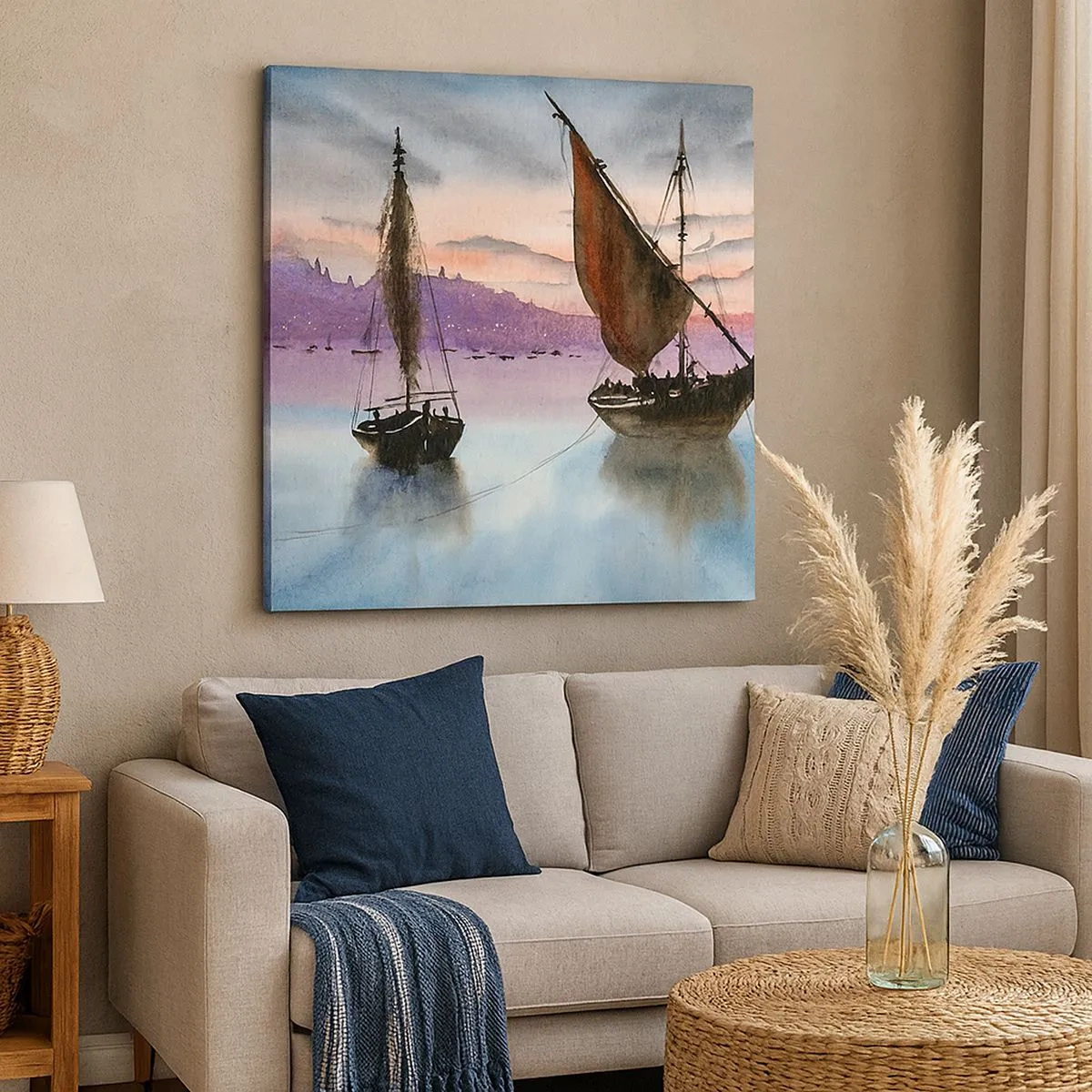 Impression sur toile - Image sur toile - Soirée au port - 30x30 cm