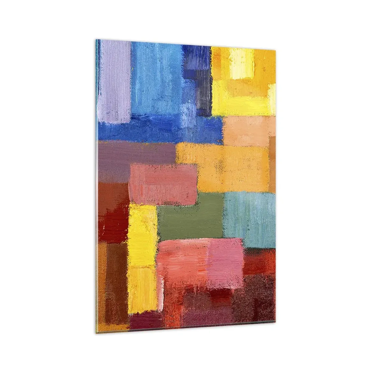 Impression sur verre - Image sur verre - Rectangles abstraits colorés dans différentes nuances - 80x120cm - Chacun est différent, tout est coloré - Décoration murale moderne pour le salon et la chambre ARTTOR