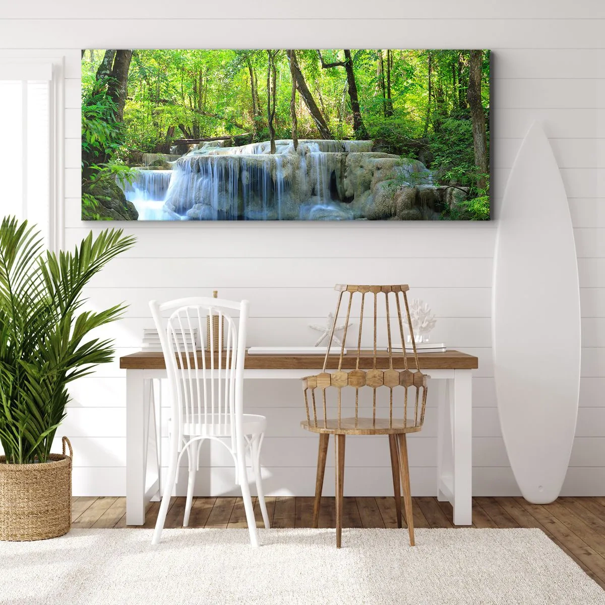 Impression sur toile - Image sur toile - Se noyer dans le turquoise et le vert - 100x40 cm