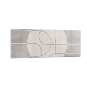 Impression sur verre - Image sur verre - Motif géométrique dans les tons de gris et de blanc - 140x50cm - Circulaire et tout droit - Décoration murale moderne pour le salon et la chambre ARTTOR