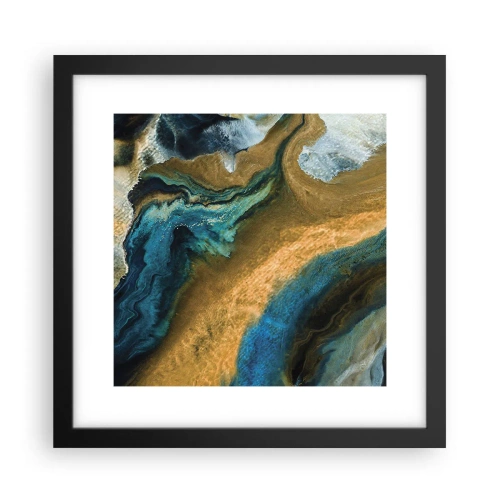 Affiche dans un cadre noir - Poster - Bleu - jaune - influences mutuelles - 30x30 cm