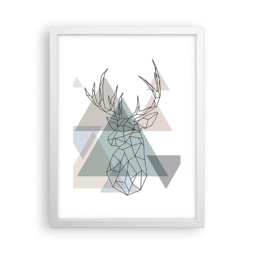 Affiche dans un cadre blanc - Poster - Dans une forêt géométrique - 30x40 cm