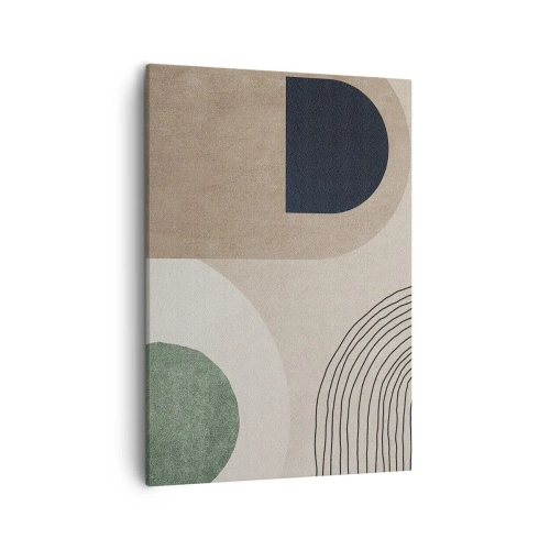 Impression sur toile - Image sur toile - Formes géométriques dans les tons beige et vert - 50x70cm - La douceur de l'ovale - Décoration murale moderne pour le salon et la chambre ARTTOR