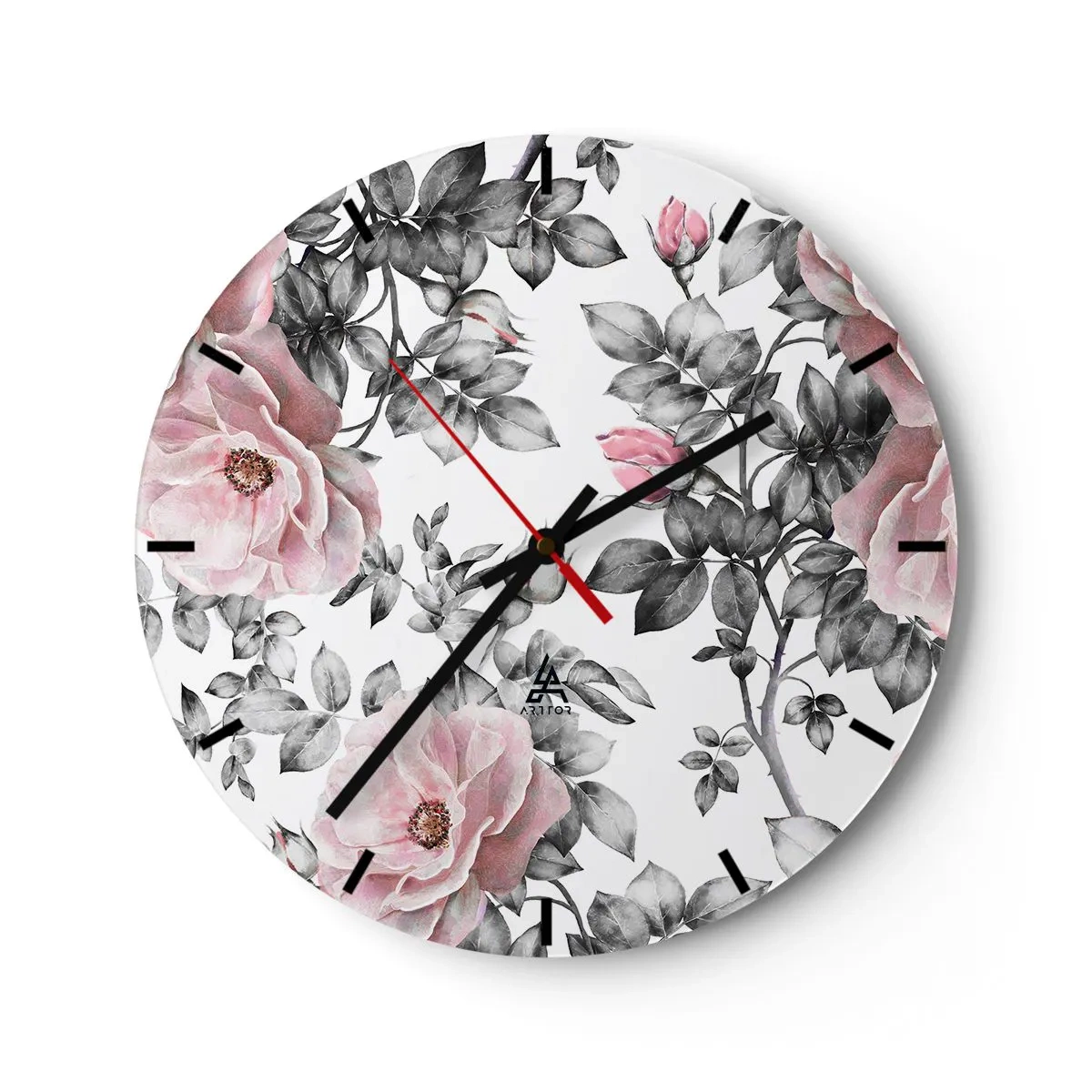 Horloge murale - Pendule murale - Se perdre dans les fleurs des roses - 40x40 cm
