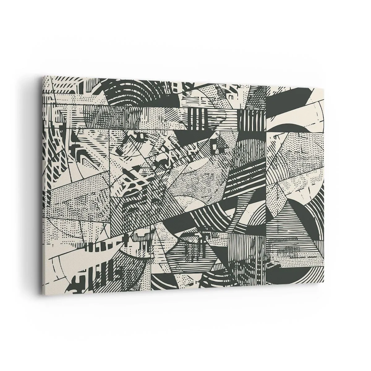 Impression sur toile - Image sur toile - Motifs géométriques abstraits dans des tons de vert sur fond clair - 120x80cm - Dynamique du modernisme - Décoration murale moderne pour le salon et la chambre ARTTOR