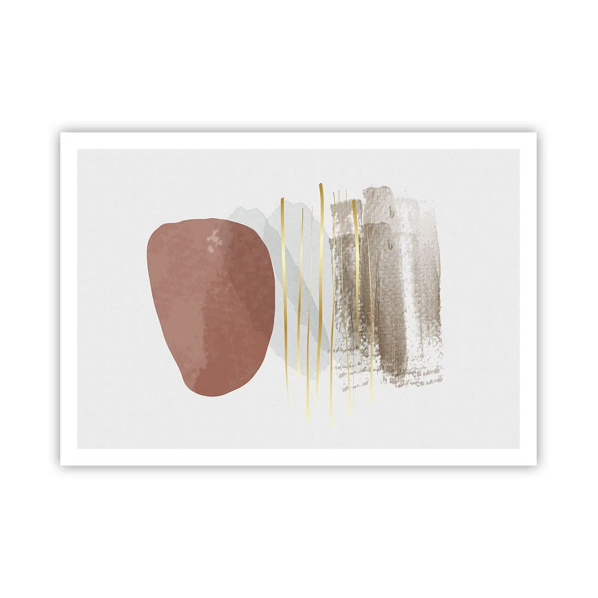 Affiche - Poster - Composition abstraite dans les tons beige et or - 100x70cm - Colonnade abstraite - Décoration murale moderne pour le salon et la chambre ARTTOR