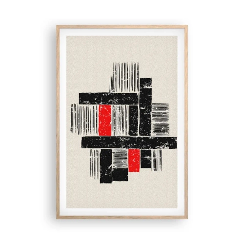 Affiche dans un chêne clair - Poster - En rouge et noir - 61x91 cm