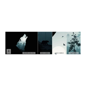 Échantillon De Papier Peint Standard Eco - La voix de nuit de la forêt - Abstraction, Ours, Grotte - 100x30 cm