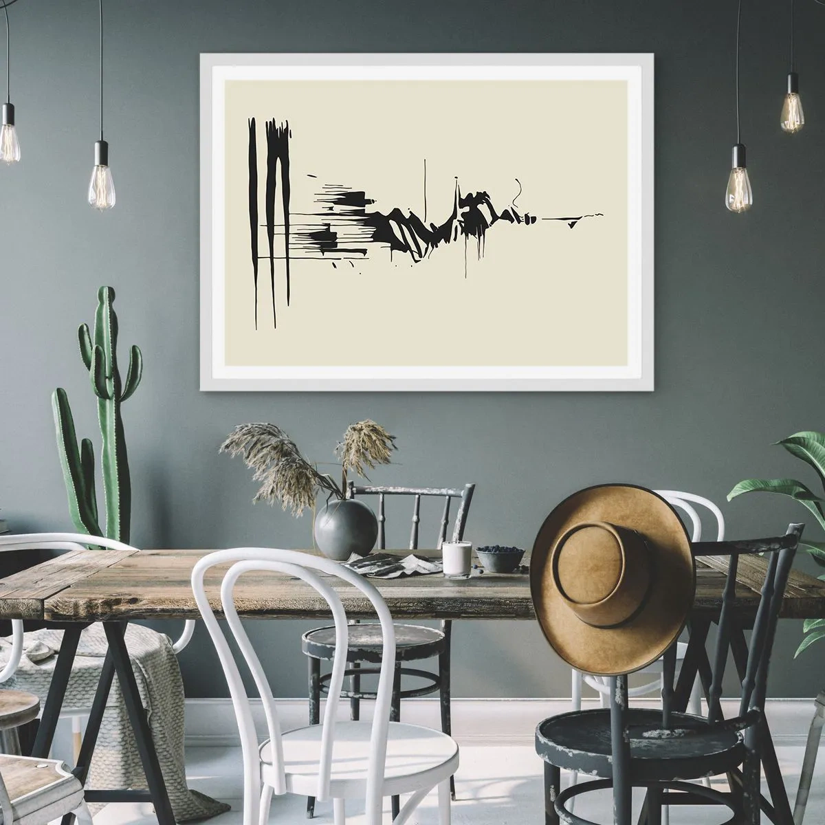 Affiche dans un cadre blanc - Poster - Abstraction hâtive - 100x70 cm