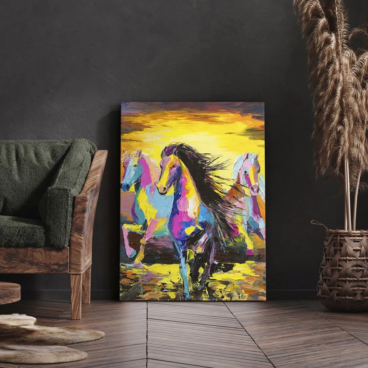 Impression sur toile - Image sur toile - Immergé dans l'arc-en-ciel - 55x100 cm