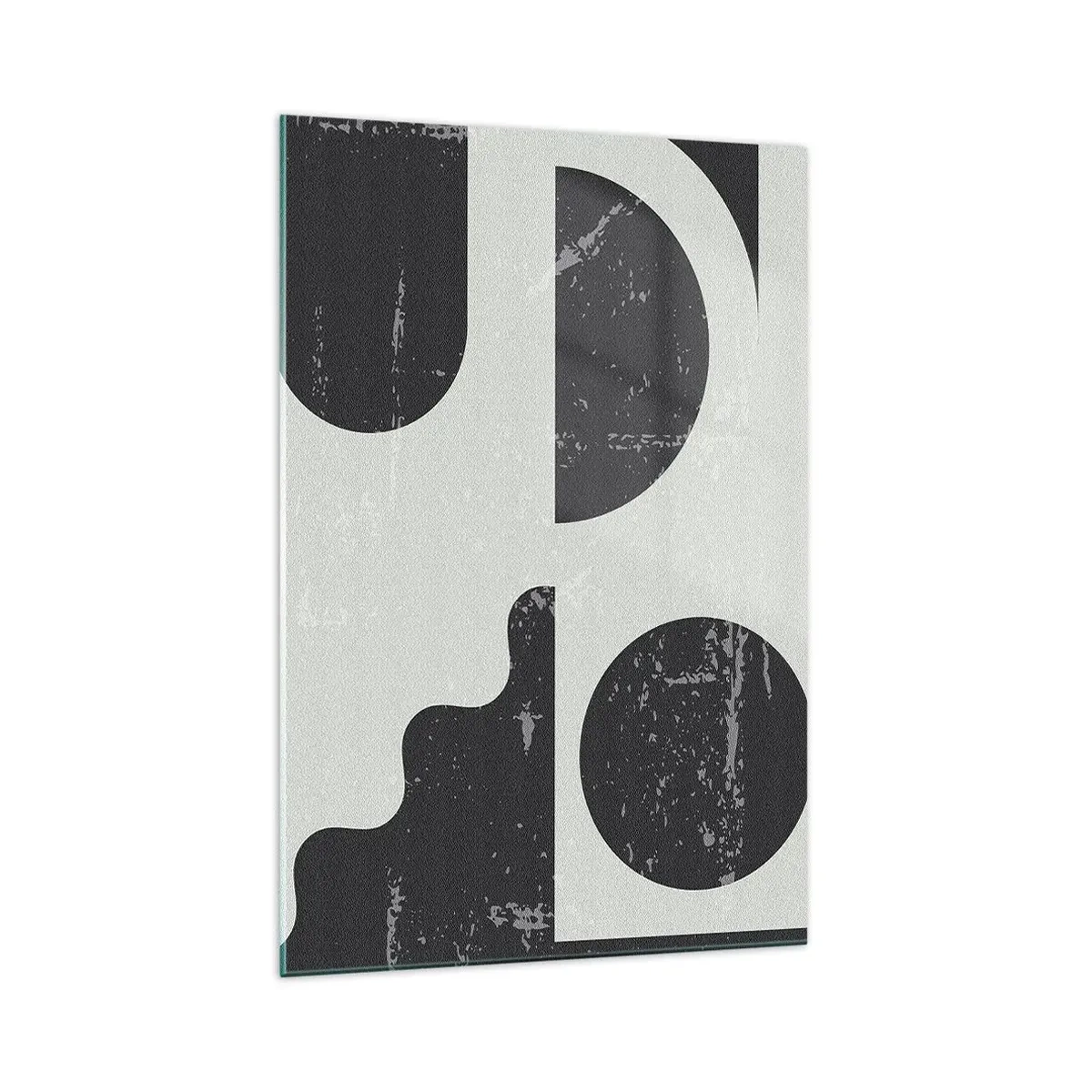 Impression sur verre - Image sur verre - Motifs géométriques dans les tons de noir et de gris - 70x100cm - Composition dessus et dessous - Décoration murale moderne pour le salon et la chambre ARTTOR