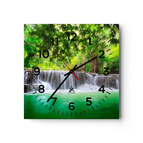 Horloge murale - Pendule murale - Une cascade de vert - 40x40 cm