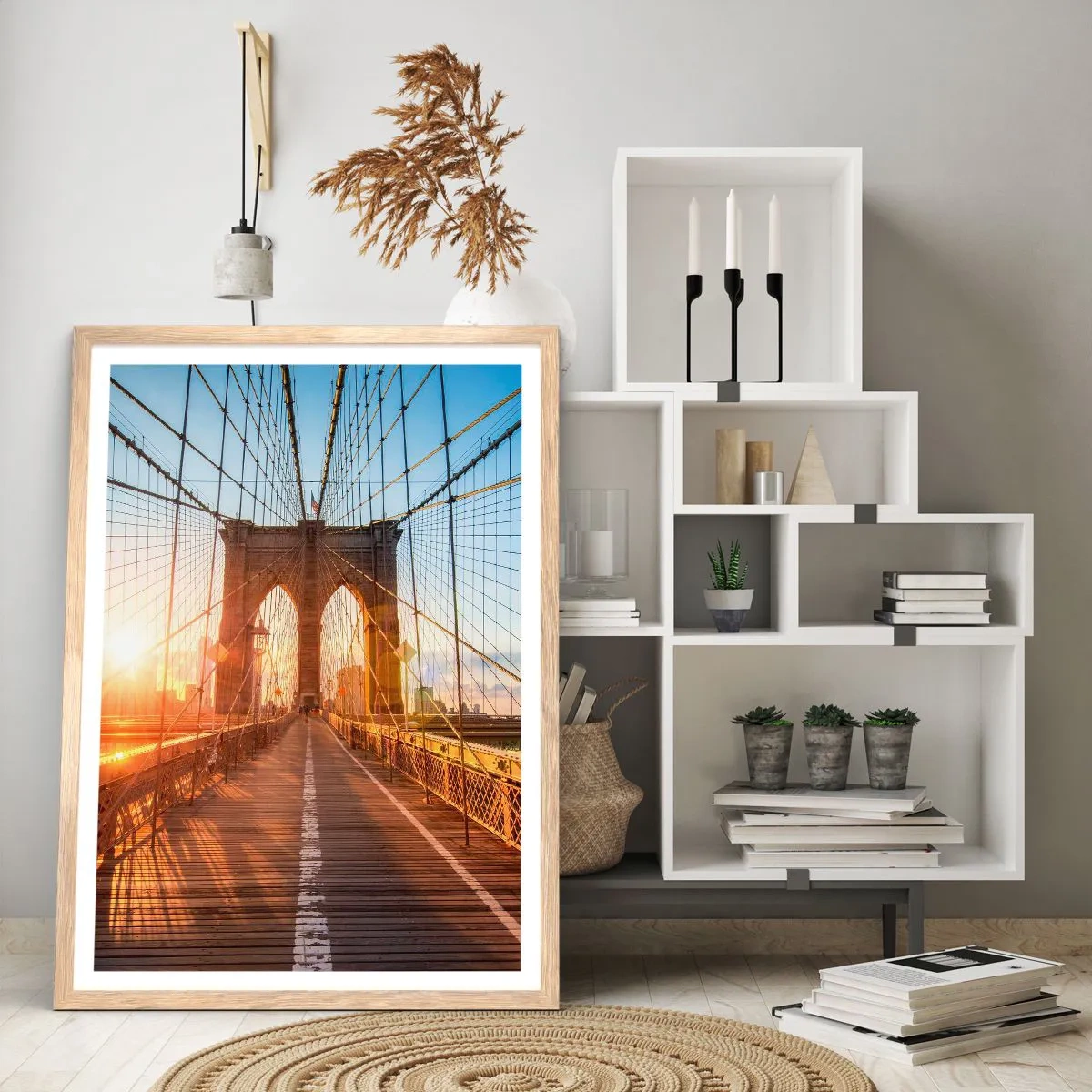 Affiche dans un chêne clair - Poster - Sur le pont d'or - 30x40 cm