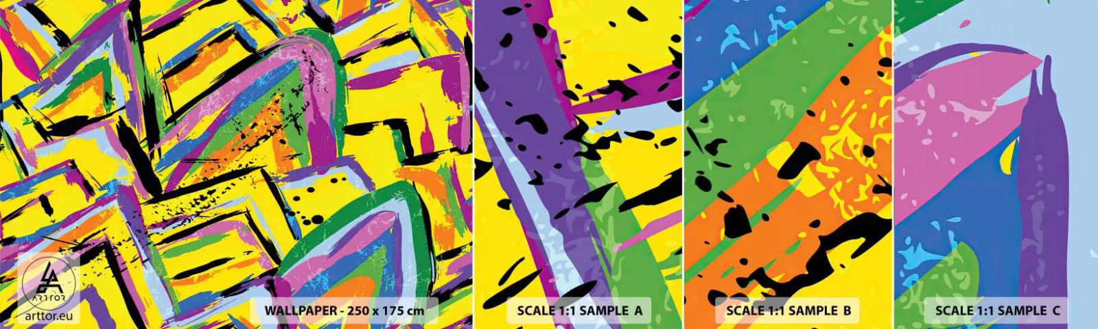 Échantillon de Papier Peint Autocollant Deluxe Sticker - Jusqu'à ce qu'il crie de joie - Abstraction, Morceau, Peinture - 100x30 cm