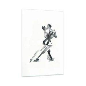 Impression sur verre - Image sur verre - Une illustration subtile d'un couple dansant dans un style monochrome. - 80x120cm - En un battement - Décoration murale moderne pour le salon et la chambre ARTTOR