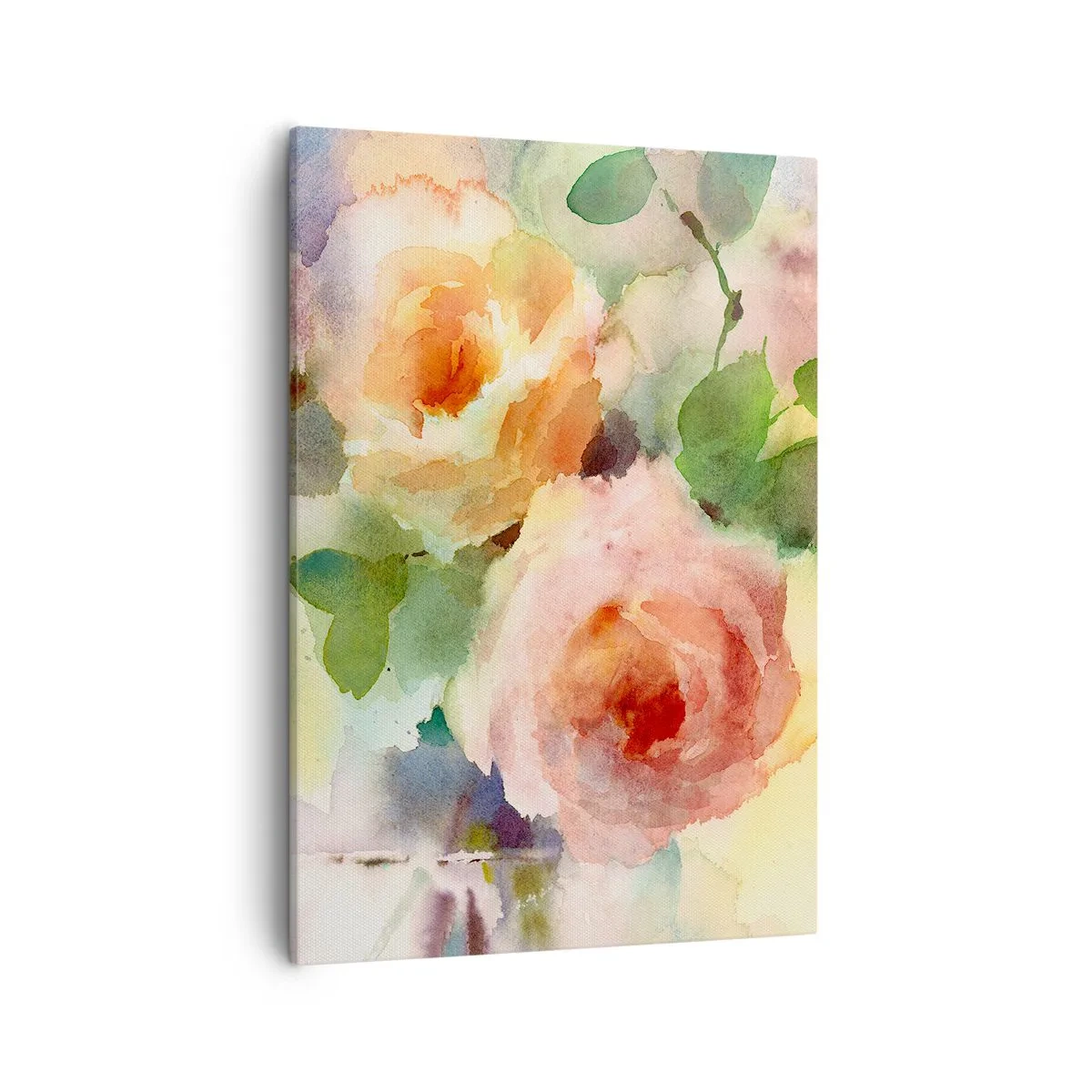 Impression sur toile - Image sur toile - Roses délicates de style aquarelle sur fond clair - 50x70cm - Délicat comme l'aquarelle - Décoration murale moderne pour le salon et la chambre ARTTOR
