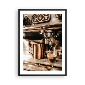 Affiche dans un cadre noir - Poster - Espresso aromatique de la machine à expresso - 50x70cm - Lueur de café - Décoration murale moderne pour le salon et la chambre ARTTOR
