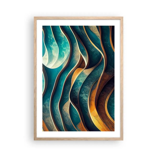 Affiche dans un chêne clair - Poster - Méandres de bleu - 50x70 cm
