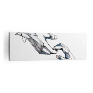 Impression sur toile - Image sur toile - Représentation artistique d'une main dans une forme minimaliste et géométrique - 160x50cm - Un bon geste - Décoration murale moderne pour le salon et la chambre ARTTOR