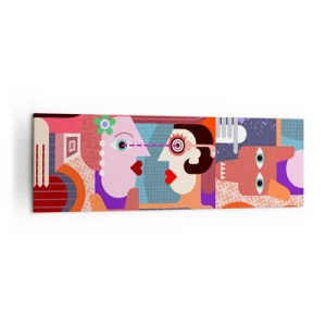 Impression sur toile - Image sur toile - Figures abstraites aux couleurs vives - 160x50cm - Les yeux dans les yeux - Décoration murale moderne pour le salon et la chambre ARTTOR