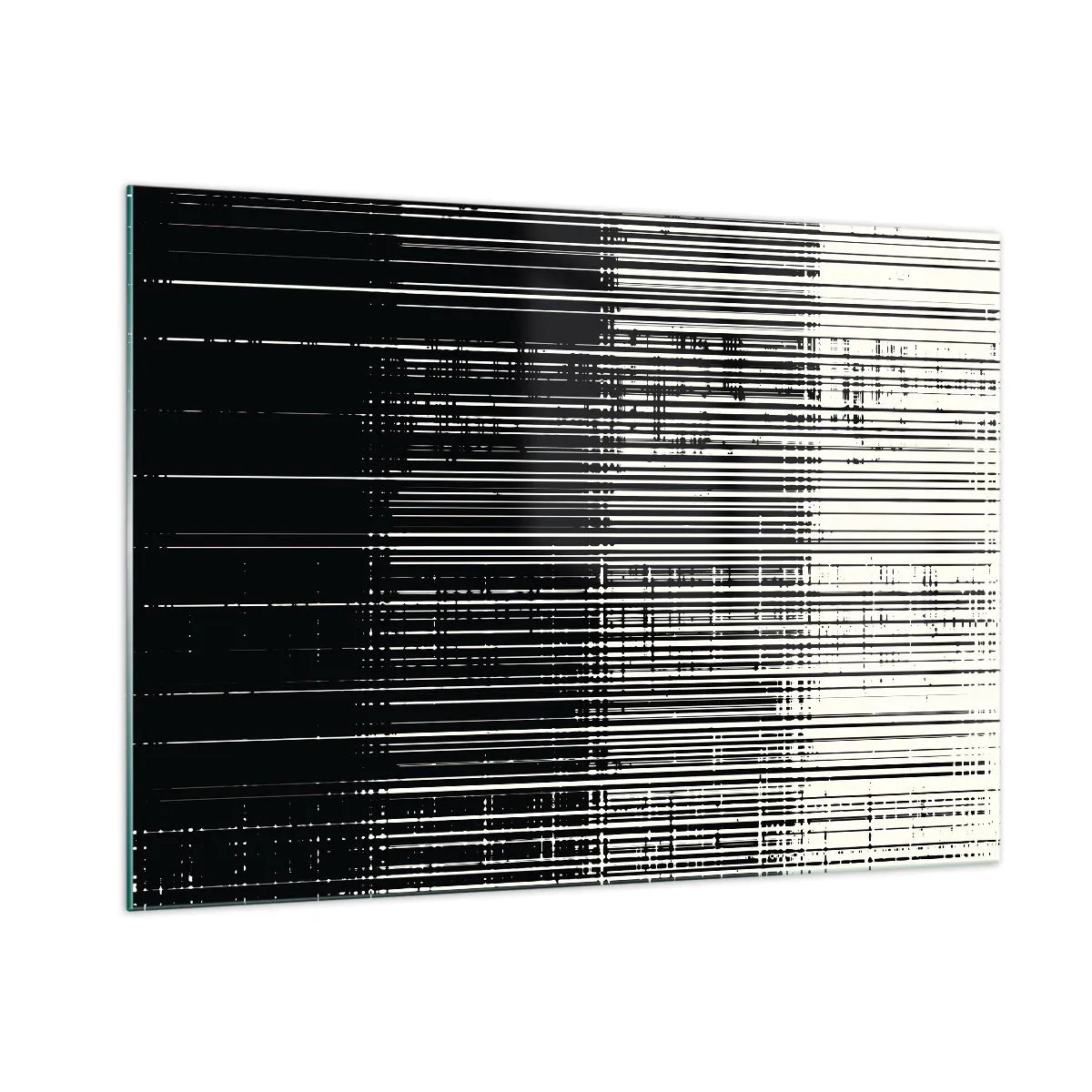 Impression sur verre - Image sur verre - Abstraction en noir et blanc avec des lignes horizontales créant un dégradé - 100x70cm - Ondes et vibrations - Décoration murale moderne pour le salon et la chambre ARTTOR