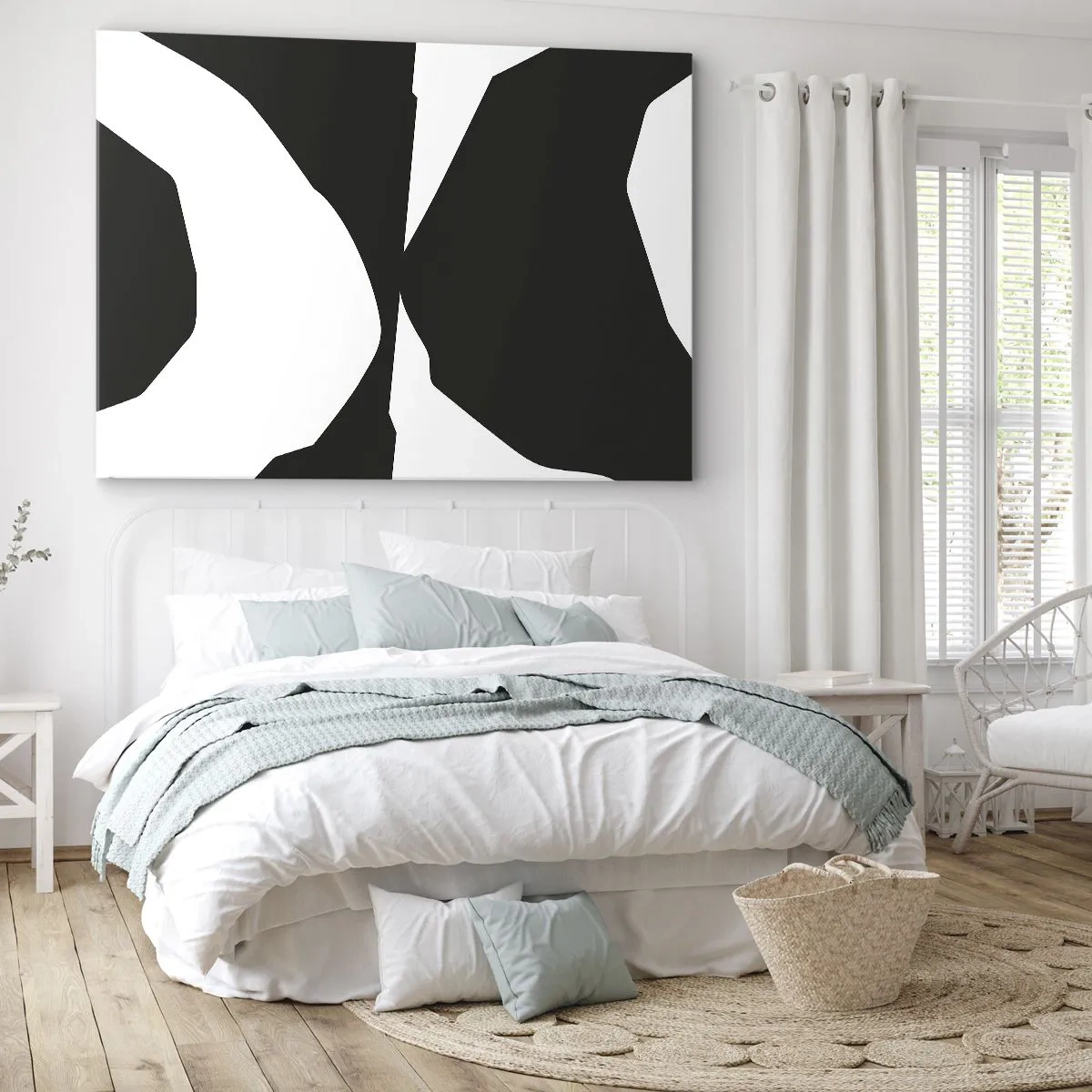 Impression sur toile - Image sur toile - Motif de contraste abstrait en noir et blanc - 70x50cm - Positif négatif - Décoration murale moderne pour le salon et la chambre ARTTOR