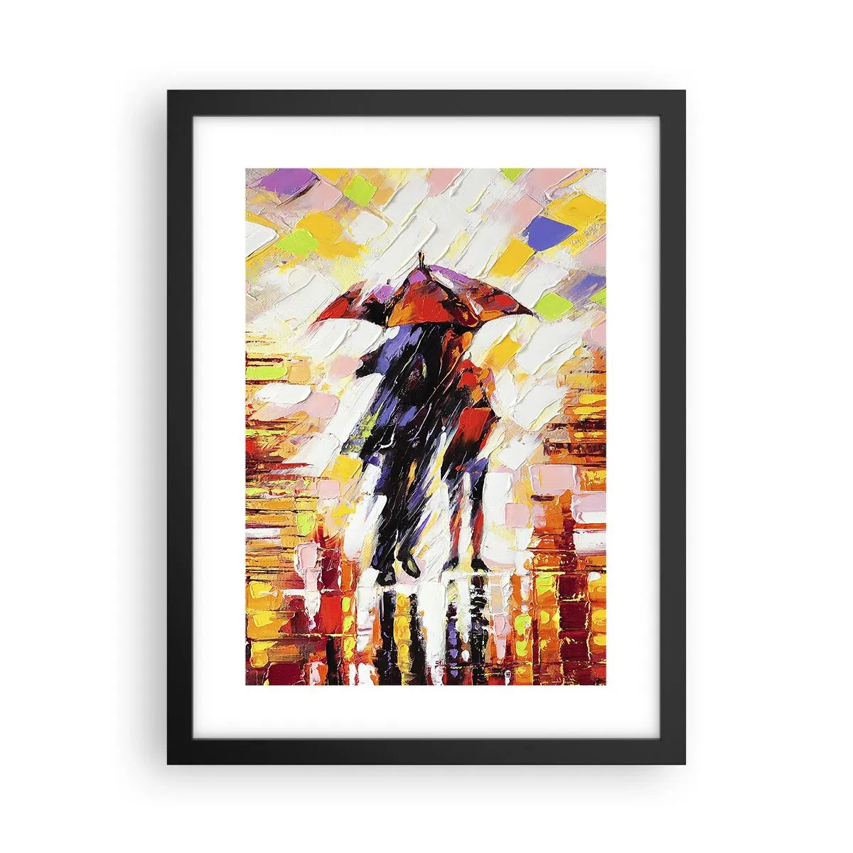 Affiche dans un cadre noir - Poster - Ensemble à travers la nuit et la pluie - 30x40 cm