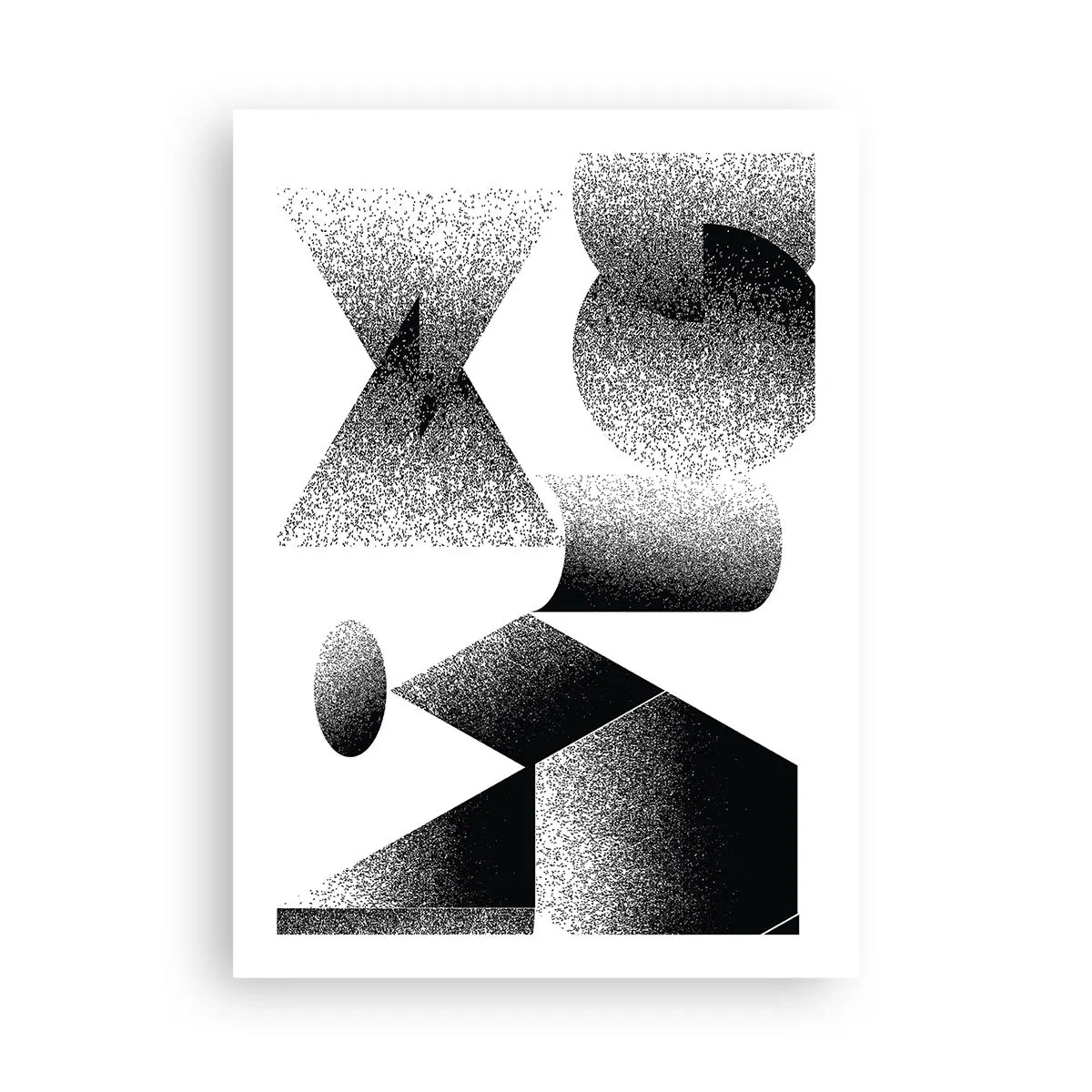 Affiche - Poster - Composition abstraite de formes géométriques en noir et blanc - 50x70cm - Angles et ovales - Décoration murale moderne pour le salon et la chambre ARTTOR