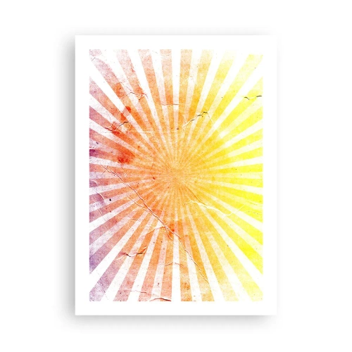 Affiche - Poster - Motif abstrait de rayons dans les tons jaune et rouge - 50x70cm - Levant et couchant - Décoration murale moderne pour le salon et la chambre ARTTOR