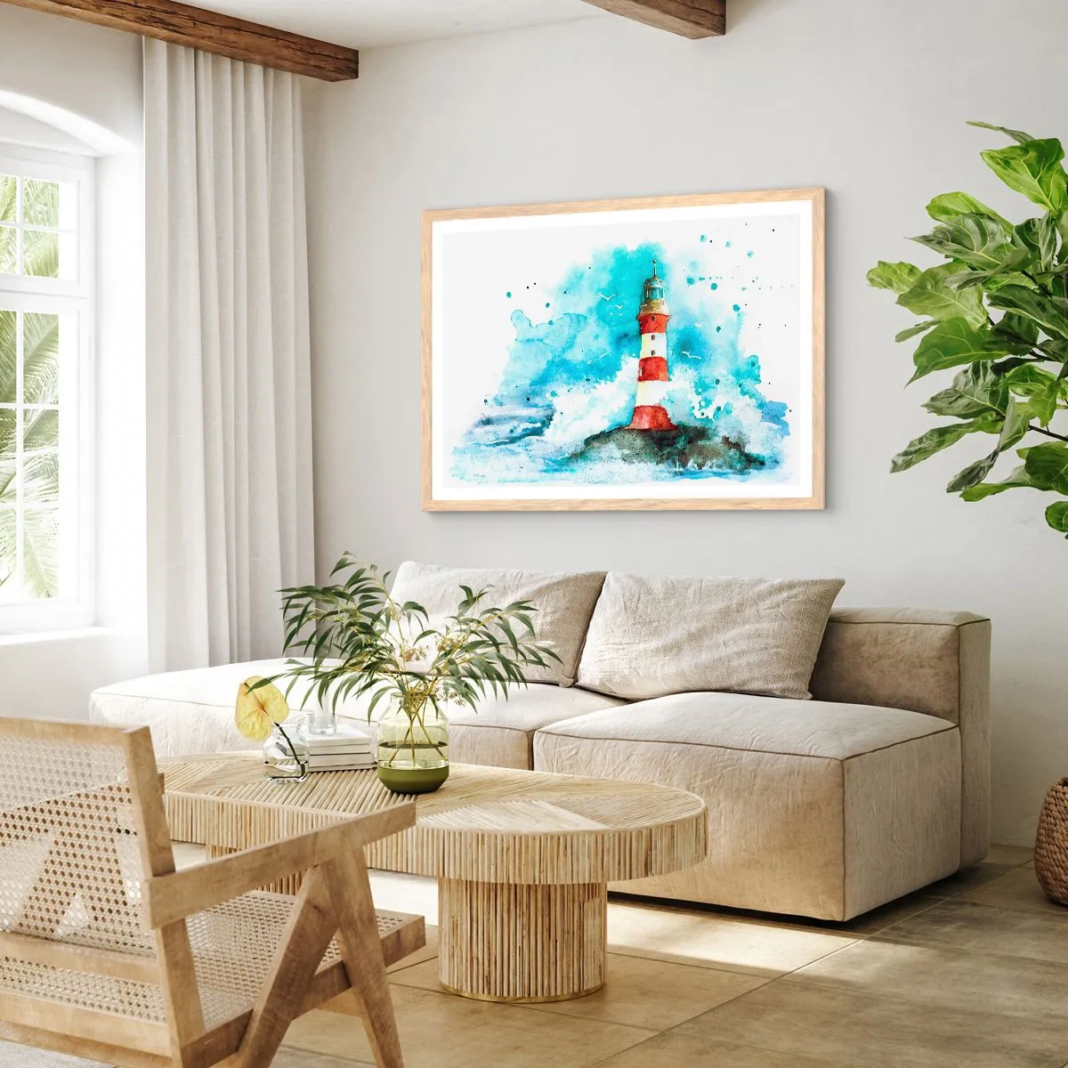 Affiche dans un chêne clair - Poster - Unité des éléments - 100x70 cm