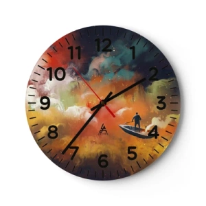 Horloge murale - Pendule murale - En bateau à travers la galaxie - 40x40 cm