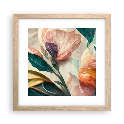 Affiche dans un chêne clair - Poster - Fleurs des îles du sud - 30x30 cm