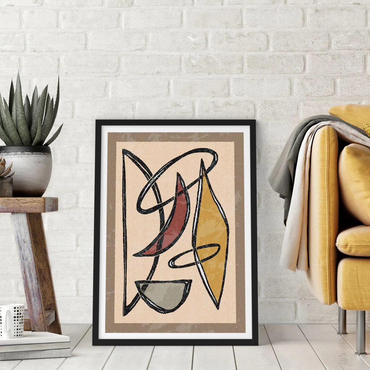 Affiche dans un cadre noir - Poster - Composition – arcs et ovales - 70x100 cm