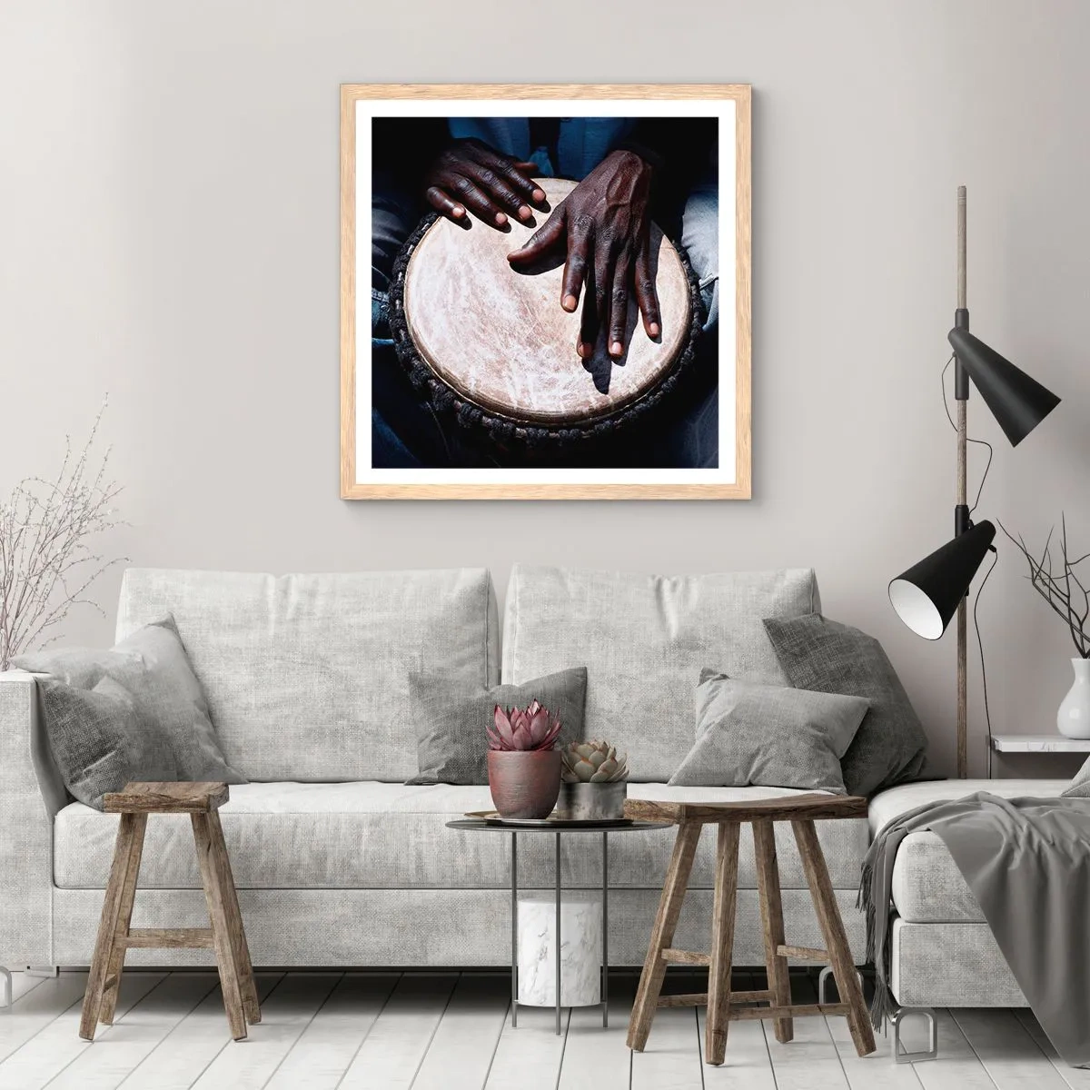 Affiche dans un chêne clair - Poster - Vis à son rythme - 30x30 cm