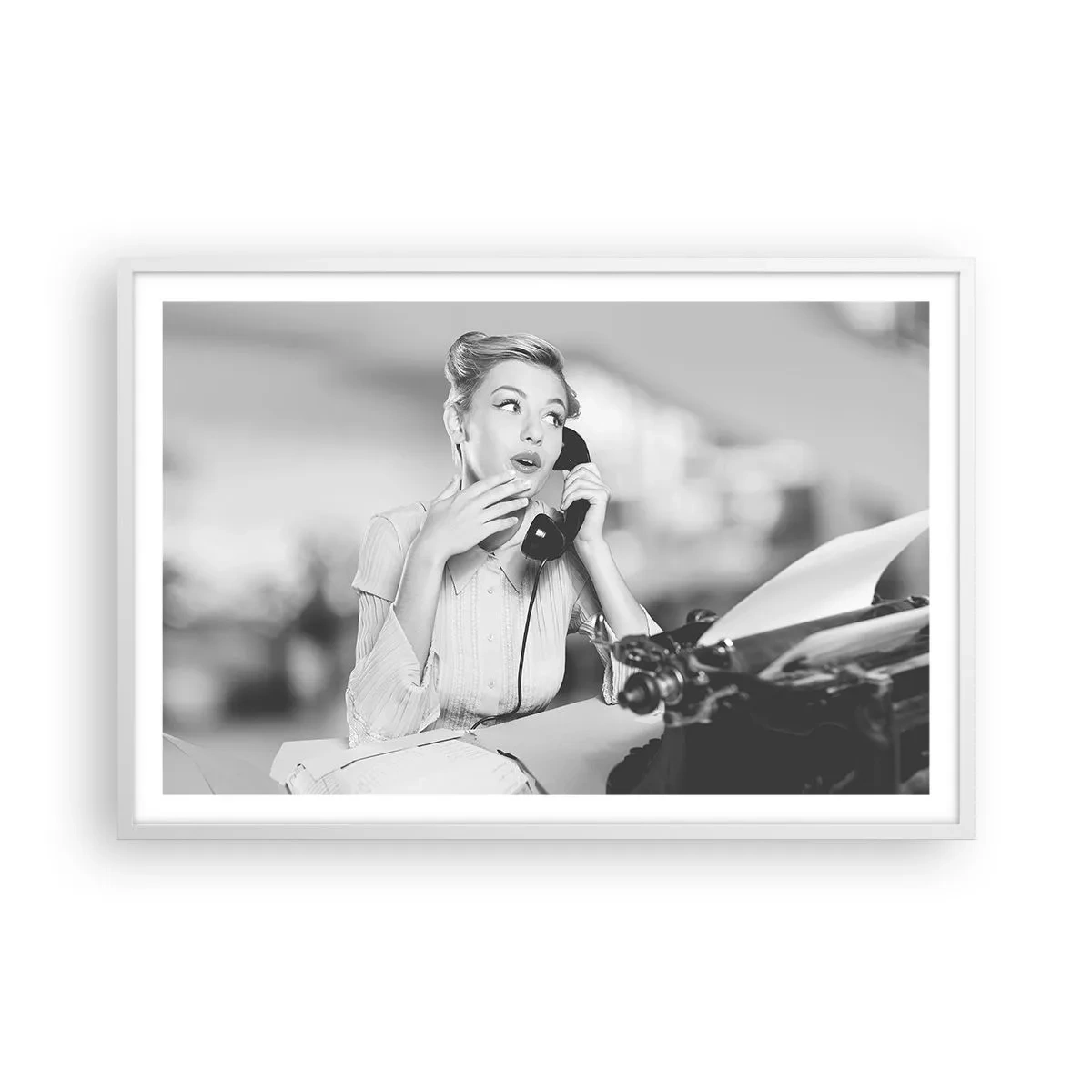 Affiche dans un cadre blanc - Poster - Hello! Ici les années 50 - 91x61 cm