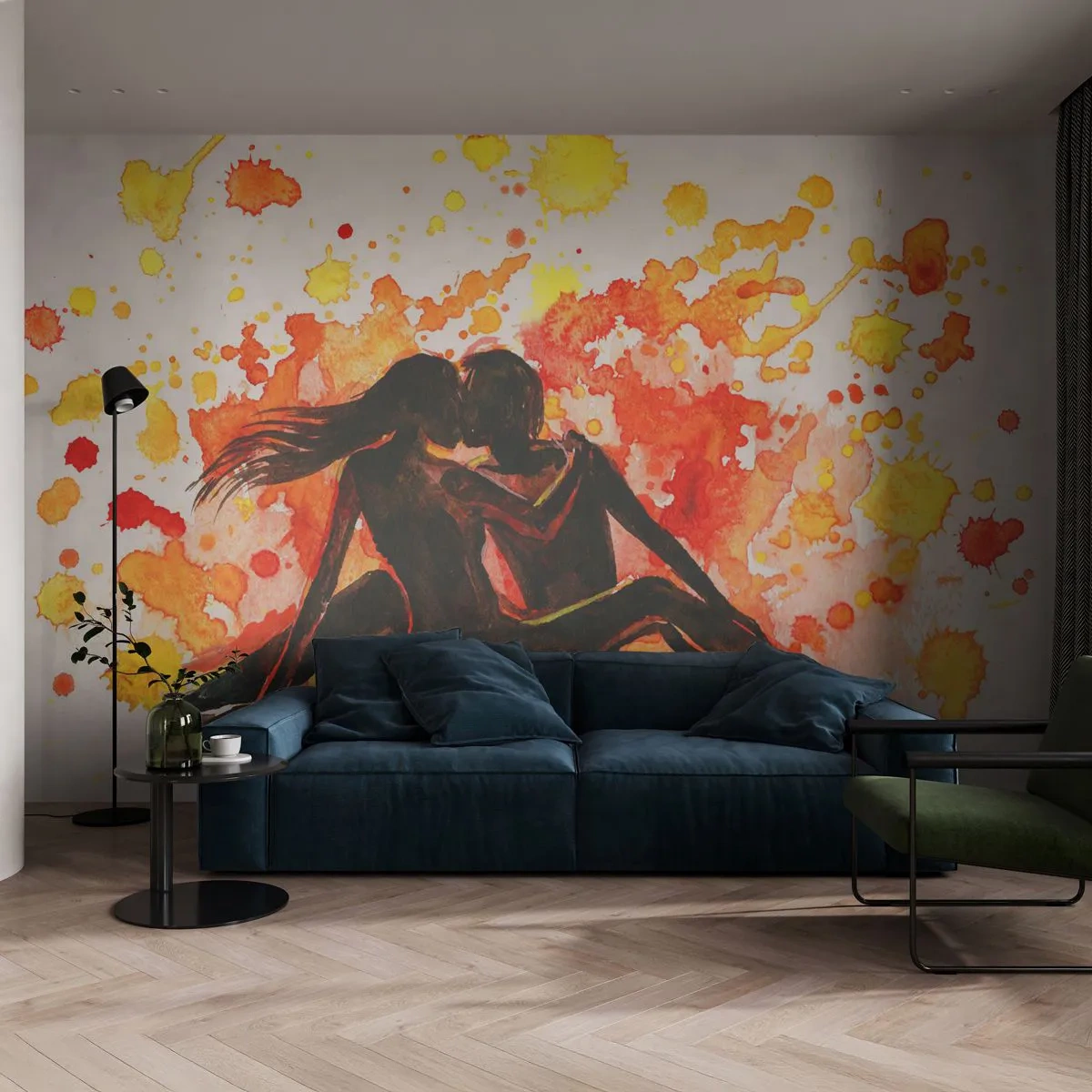 Papier peint sur mesure Autocollant Deluxe - Et la lumière fut - Personnes, Baiser, Couple d'amoureux