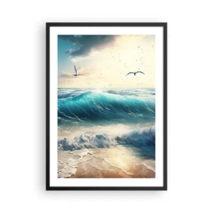 Affiche dans un cadre noir - Poster - Des vagues turquoises s'écrasant sur le rivage - 50x70cm - Ça bourdonne seulement pour toi - Décoration murale moderne pour le salon et la chambre ARTTOR
