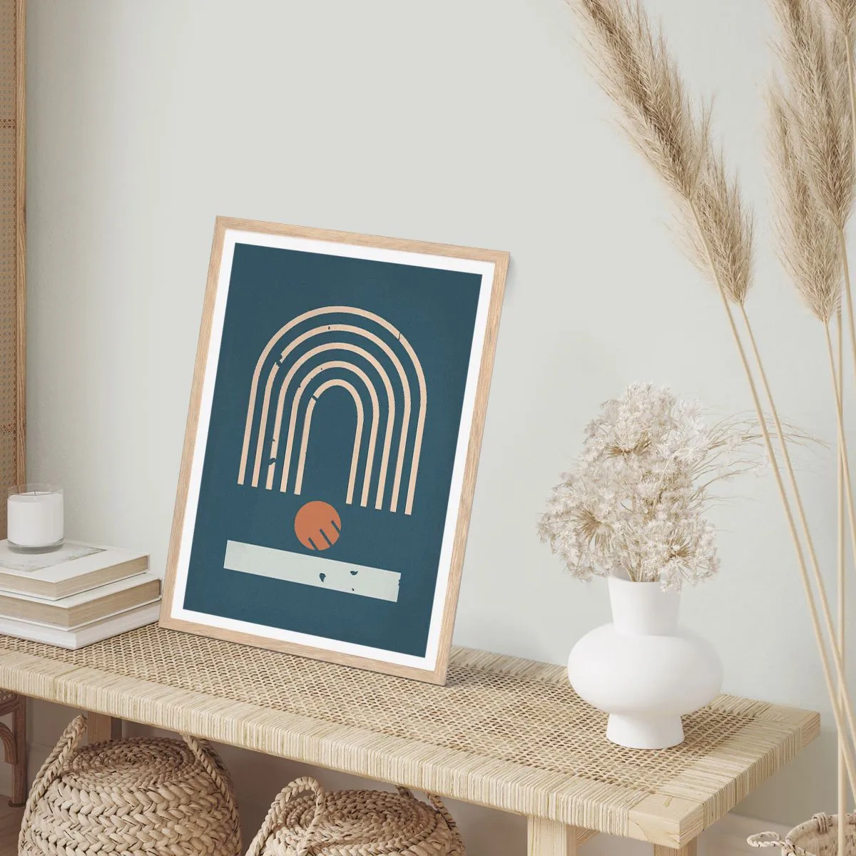 Affiche dans un chêne clair - Poster - Géométrie sur la grenade - 50x70 cm