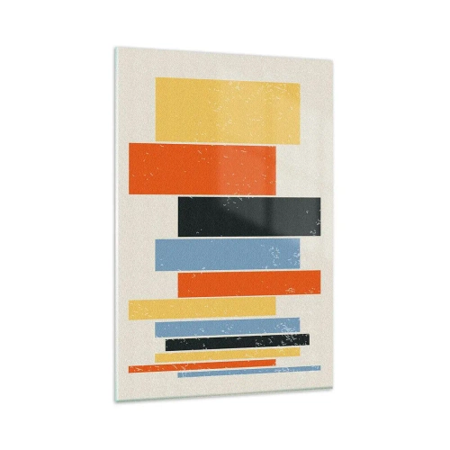 Impression sur verre - Image sur verre - Des rectangles colorés dans un arrangement moderne - 80x120cm - Notation musicale - Décoration murale moderne pour le salon et la chambre ARTTOR