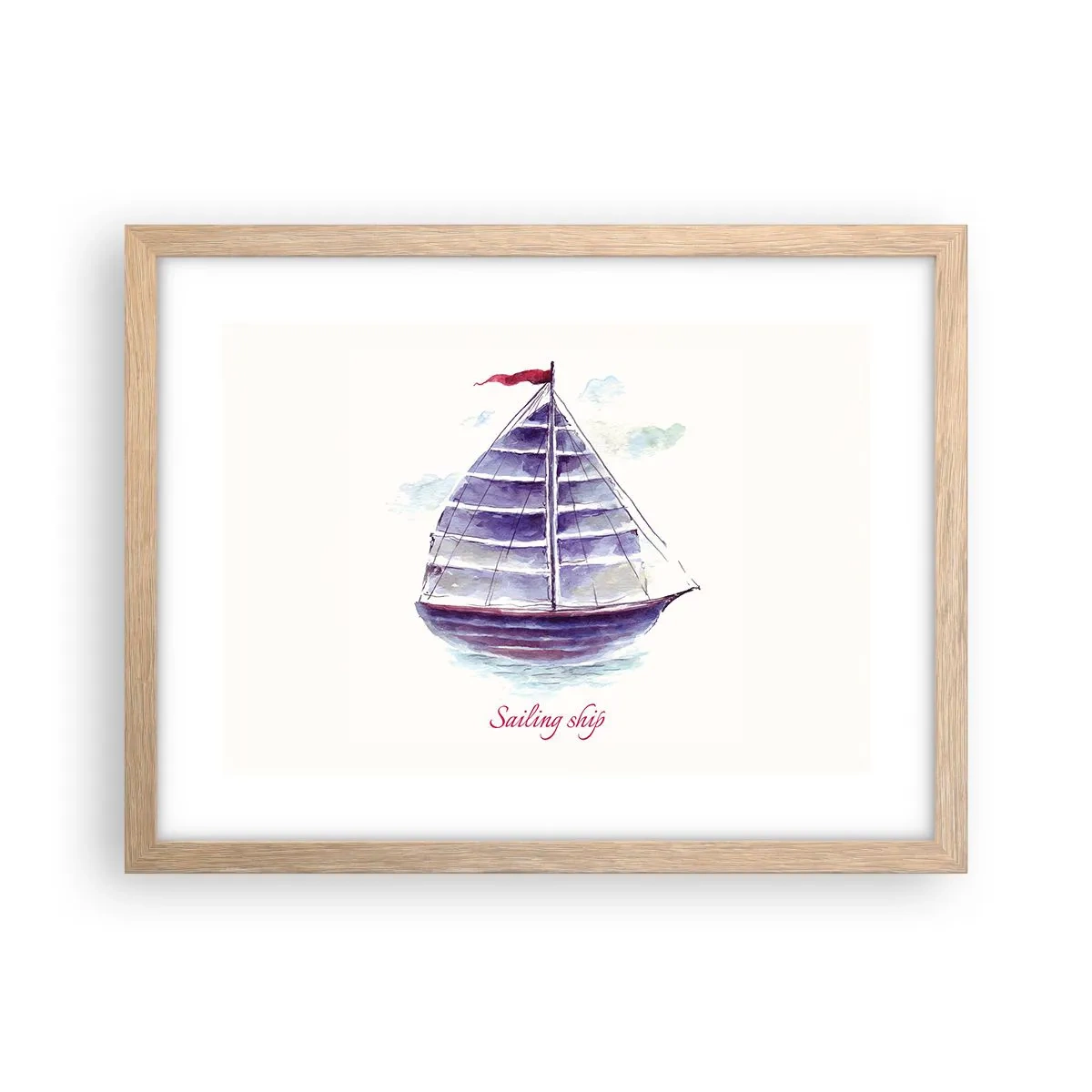 Affiche dans un chêne clair - Poster - Plein de voiles et d’eau calme - 40x30 cm