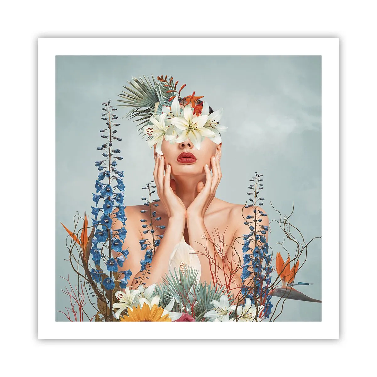 Affiche - Poster - Femme - fleur - 60x60 cm
