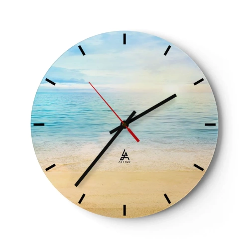 Horloge murale - Pendule murale - Une plage tranquille avec une mer azur et un ciel clair - 30x30cm - Le grand bleu - Décoration murale moderne pour le salon, la cuisine et la chambre ARTTOR