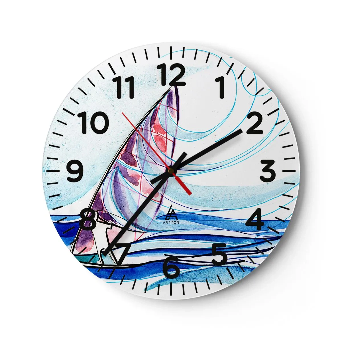 Horloge murale - Pendule murale - Avec le vent au rythme des vagues - 40x40 cm